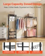 Clothing Garment Rack, Heavy Duty Clothes Rack, Freestanding Clothes Racks With Steel Frame, 800 Lbs Load Capacity Closet Wardrobe With Storage Shelves For Bedroom, Clothing Store, Hallway - Image 2