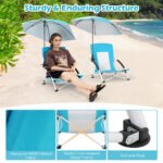 Beach Umbrella Chair For Adults With Adjustable Parasol UPF 50 Tear-proof 600D Oxford Fabric With PVC - Image 2