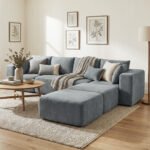 Modular Sectional Sofa, Boneless U-Shape Sectional Couch with 2 Ottomans, Dark Gray - Image 8