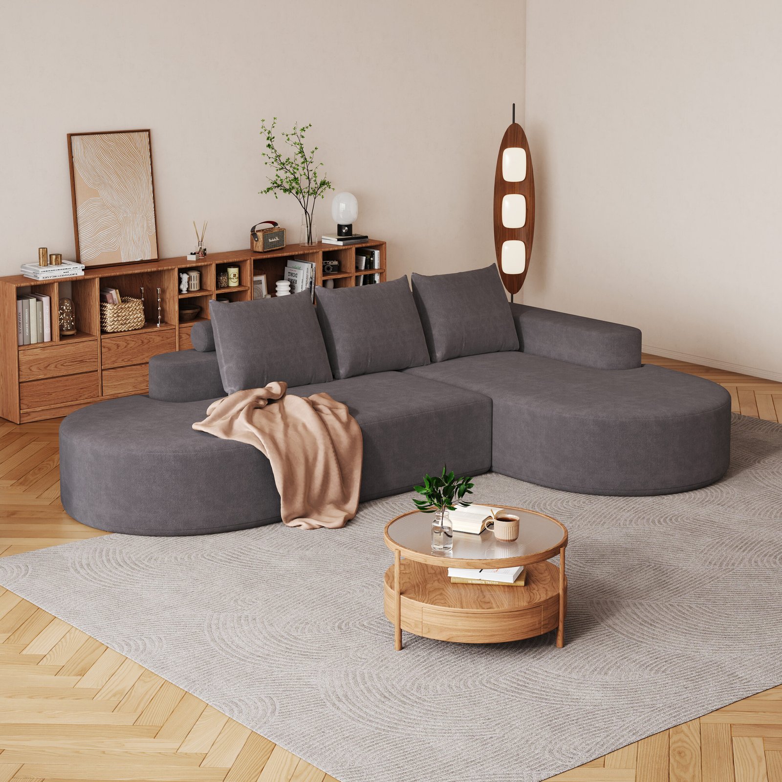 7cd57f8a-250d-4d38-b78b-f90f5f646999.jpg Modern Curved Sofa ,Chenille Upholstered Sectional Sofa Couch Set,Modular 108.5 L Shaped Sectional Living Room Sofa Set With 3 Pillows,Free Combination Sofa Couch For Living Room,Bedroom - Image 1