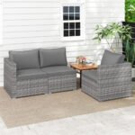 3 Pieces Patio Sectional Sofa Set PE Rattan Modular Couch Furniture Set With Soft Cushions Accommodates Up To 400 Lbs For The Patio, Garden, Poolside And More - Image 7