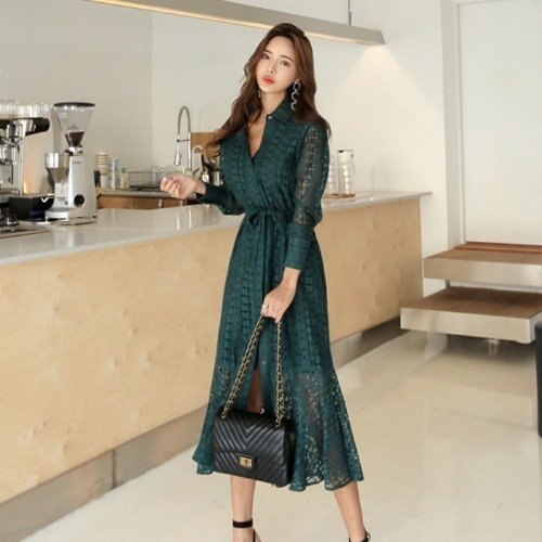 7db678e5-5404-4b47-93cf-9d0fedc92fb9.jpg Early Autumn New Product Pure Color Shirt-style Lace Fish - Image 1