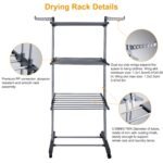 1Pc Clothes Drying Rack Rolling Collapsible Laundry Dryer Hanger Stand Rail Shelve Wardrobe Clothing Drying Racks With Dual Side Wings - Image 3