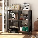 METYERRY Adjustable Kitchen Bakers Rack with Power Outlet,4-Tier Microwave Stand Kitchen Cart,Mini Fridge Stand with Storage,Bar Cabinet,Suitable for Office,Coffee Bar,Living Room,Patio,Rustic Brown - Image 3