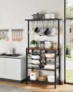 Pots and Pans Organizer Rack, Kitchen Bakers Rack, Multi-Tier Storage Shelf, Kitchen Island Table, Cooking Rack with Pots and Pans Storage, Rustic Brown and Black TPR60BF - Image 2