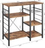 Industrial Kitchen Baker’s Rack, Kitchen Island Utility Storage Shelf, Coffee Bar Microwave Stand with 6 Hooks - Image 3