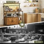 TVU Bakers Rack with Power Outlet and LED Light, Microwave Stand with Storage - Image 4