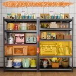 Kitchen Storage Rack 1600LBS Microwave Stand Metal Shelf Storage Shelves Adjustable Garage Shelving unit for Warehouse, Basement, Living Room, Pantry, 35.4" W × 13.8" D× 44" H, Black - Image 4