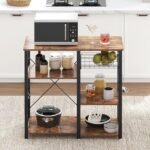 3-Tier Kitchen Baker's Rack Utility Microwave Oven Stand Storage Cart Workstation Shelf, Rustic Brown W5s-FG - Image 4
