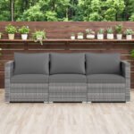 3 Pieces Patio Sectional Sofa Set PE Rattan Modular Couch Furniture Set With Soft Cushions Accommodates Up To 400 Lbs For The Patio, Garden, Poolside And More