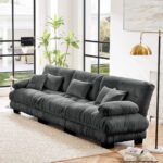 3-Seater Sectional Sofa Modular Deep Seat Sofa Couch , Chenille Sofa Soft Comfy Upholstered Furniture For Living Room, Apartment, Studio, Office,Chenille Gray - Image 5