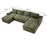 Compressible U-Shaped Sectional Sofa Set,Minimalist Style Modular Sectional Sofa, Corduroy Fabric Cloud Couch For Living Room - Image 4