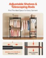 Clothing Garment Rack, Heavy Duty Clothes Rack, Freestanding Clothes Racks With Steel Frame, 800 Lbs Load Capacity Closet Wardrobe With Storage Shelves For Bedroom, Clothing Store, Hallway - Image 5