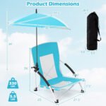 Beach Umbrella Chair For Adults With Adjustable Parasol UPF 50 Tear-proof 600D Oxford Fabric With PVC - Image 9