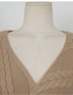 Winter  Korean Style Temperament V-neck Design Sense Lace-up Waist Linen - Image 4