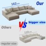 Oversized Sponge Cloud Sofa,Modern Upholstered Sectional Sofa Couch Set,Modular 162  L Shaped Sectional Living Room Sofa Set With 6 Pillows,Free Combination Sofa Couch For Living Room,Bedroom - Image 3
