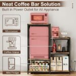 Mini Fridge Stand Coffee Bar Cabinet Station With Small Refrigerator Insert Storage Space, - Image 3