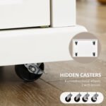 Rolling Kitchen Island Cart, Portable Serving Trolley Table With Drawer, Adjustable Shelf And 2 Towel Racks, Cream White - Image 4
