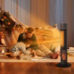 33inch Tower Space Heater With 3D Flame, 1500W Portable Electric Heater With Thermostat, 60 Degrees Oscillation, Timer, Remote Control, For Indoor Bedroom Office Home, Black - Image 4