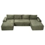 Compressible U-Shaped Sectional Sofa Set,Minimalist Style Modular Sectional Sofa, Corduroy Fabric Cloud Couch For Living Room - Image 2