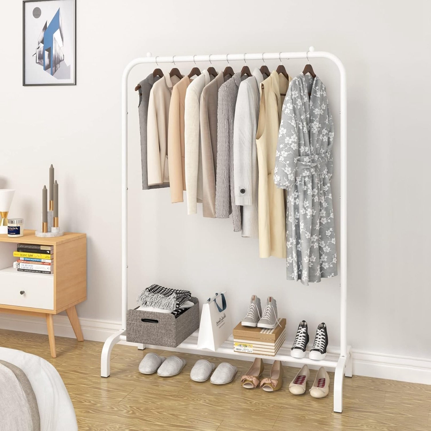 934257ce-d65d-45a6-86bc-574500a4e22c.jpg 1Pc 33lbs Loading Garment Racks Freestanding Clothing Racks Clothes Rack Stands Organizer With Bottom Shelf For Dormitory Home - Image 1