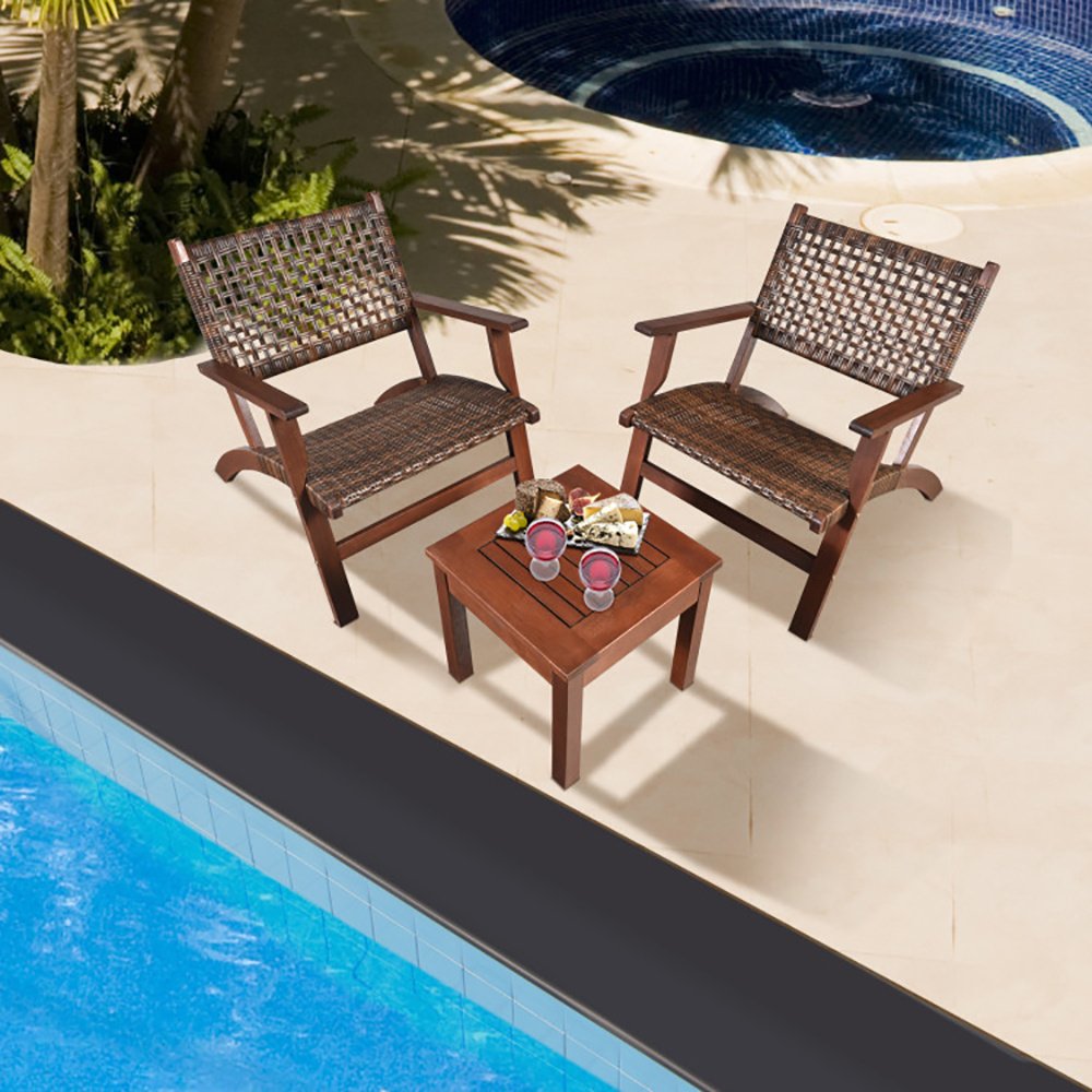 93fe4ea9-65a0-4076-8ba8-ddb09d28b40e.jpg 3 Pieces Outdoor Wooden Patio Rattan Furniture Set - Image 1
