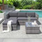 Garden Corner Sofa Rattan Garden Furniture Patio Set Garden Entertaining Set Garden Rattan Furniture Lounge Set,Grey - Image 2