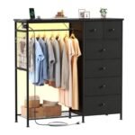 Lockers, Equipped With Hanging Racks And Charging Stations With LED Lights, Fabric Lockers With Shelves And Wooden Roof Panels - Image 4