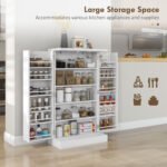 Freestanding Kitchen Pantry, Kitchen Storage Cabinet with 5-Tier Shelf, 12 Spice Racks, Adjustable Shelves, White - Image 5