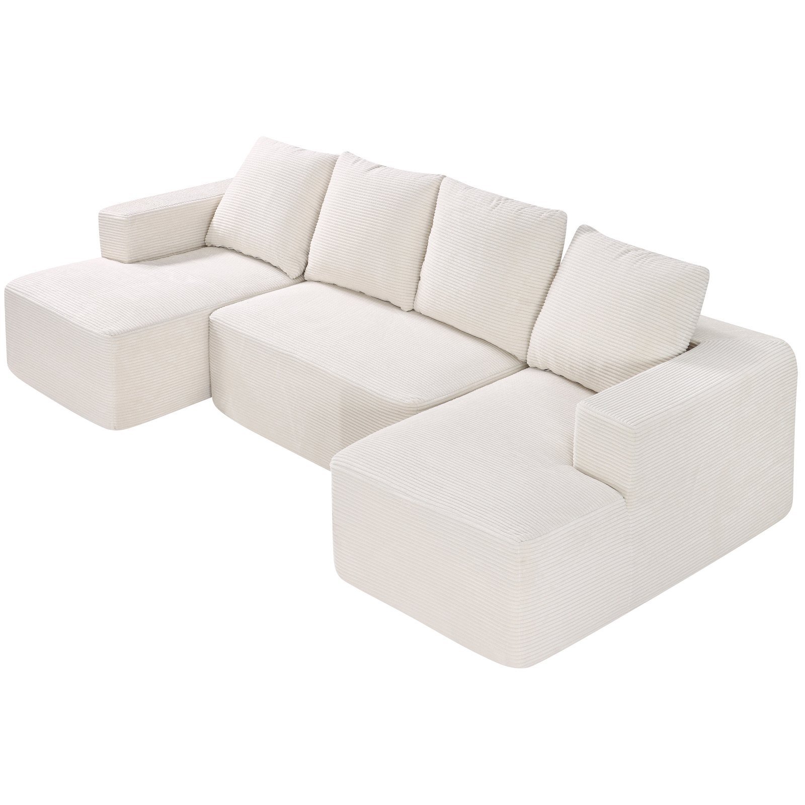 9a24e4e1-174e-410d-9375-4c7fc36e74af.jpg Modular Sectional Sofa, U Shaped Modular Sofa With Chaise, Cloud Sectional Couch With High Rebound Sponge And Density, Upholstered Corduroy Couch With Cushion For Living Room, Bedroom, Beige - Image 1