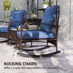 3 Piece Wicker Patio Furniture Set, Outdoor PE Rattan Rocking Chairs With Coffee Table, Cushions For Porch, Brown - Image 2