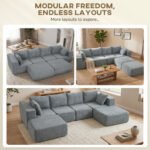 Modular Sectional Sofa, Boneless U-Shape Sectional Couch with 2 Ottomans, Dark Gray - Image 6