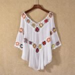 Amazon AliExpress Hot Selling Product Boho Hollow Out Hand Crocheting Flower Bikini Loose Beach Cover-up - Image 2