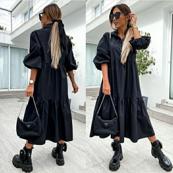 a2231062-9821-4c86-bb09-c799978cbff8.jpg Shirt Dress Lapel Large Size Loose Large Swing Dress - Image 1