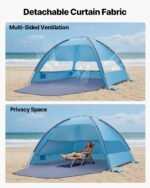 Beach Tent Sun Shelter For 6 Person, UPF 50+ Protection, Portable Sun Shade Canopy With Carrying Bag & Sand Pockets, Lightweight And Easy Setup Beach Umbrella For Camping Fishing Outdoor Picnic - Image 2