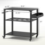 3-Tier Outdoor Grill Cart With Storage Racks, Side Handle, Movable Pizza Oven Table On Wheels - Image 2