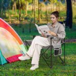 Oversized Camping Chair With Side Table And 2 Storage Pockets PU Coated Oxford Cloth For Camping, RV Trip Or Family Travel - Image 9
