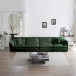 Free Combination Modular Sofa Free,4 Seater Sofa Comfy Chenille Fabric,Sectional Sofa Couch,Green Chenille