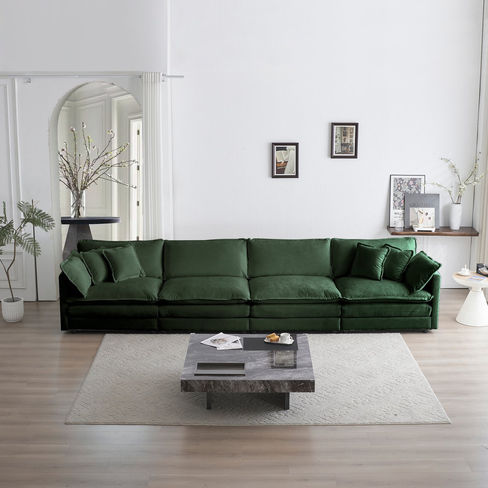 a55a0f6d-783c-4e9e-8451-d74e30fa83d1-1.jpg Free Combination Modular Sofa Free,4 Seater Sofa Comfy Chenille Fabric,Sectional Sofa Couch,Green Chenille - Image 1