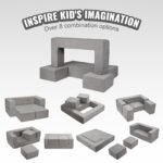 Kids Couch, 4Pcs Modular Kids Play Couch, Toddler Couch Sofa Bed, Kids Chair Seat Playroom Furniture, Child Sectional Sofa With Removable Cover For Kids Girls & Boys, Grey - Image 4