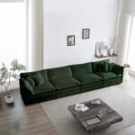 Free Combination Modular Sofa Free,4 Seater Sofa Comfy Chenille Fabric,Sectional Sofa Couch,Green Chenille - Image 4