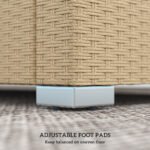 Rattan Wicker 3 Seater Patio Couch With Cushions, 2 Throw Pillows, Outdoor Furniture Rattan Sofa, Cream White - Image 2