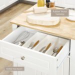 Rolling Kitchen Island Cart, Portable Serving Trolley Table with Drawer, Adjustable Shelf and 2 Towel Racks, Cream White - Image 4