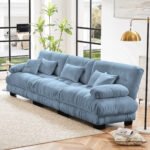 3-Seater Sectional Sofa Modular Deep Seat Sofa Couch , Chenille Sofa Soft Comfy Upholstered Furniture For Living Room, Apartment, Studio, Office,Chenille Blue - Image 4