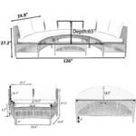 TOPMAX 5 Pieces All-Weather Brown PE Rattan Wicker Sofa Set Outdoor Patio Sectional Furniture Set Half-Moon Sofa Set With Tempered Glass Table, Grey - Image 3
