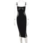 European And American Style Summer Popular Product Mesh Stitching Solid Color Chest Plate Slim Dress - Image 3
