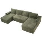 Compressible U-Shaped Sectional Sofa Set,Minimalist Style Modular Sectional Sofa, Corduroy Fabric Cloud Couch For Living Room - Image 5