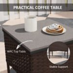 3 Piece Wicker Patio Furniture Set, Outdoor PE Rattan Rocking Chairs With Coffee Table, Cushions For Porch, Brown - Image 4