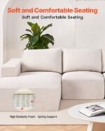 Modular Sectional Sofa, U Shaped Modular Sofa With Chaise, Cloud Sectional Couch With High Rebound Sponge And Density, Upholstered Corduroy Couch With Cushion For Living Room, Bedroom, Beige - Image 4