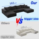 Oversized Sponge Cloud Sofa,Modern Upholstered Sectional Sofa Couch Set,Modular 162 L Shaped Sectional Living Room Sofa Set With 6 Pillows,Free Combination Sofa Couch For Living Room,Bedroom - Image 4